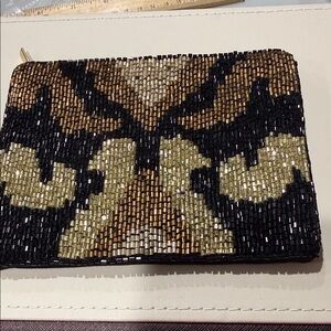 Elegant Beaded Clutch in Black and Gold